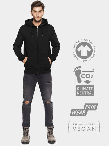 Yoga Studio Men's Organic Cotton Zip Up Hoodie - Black - X-Large